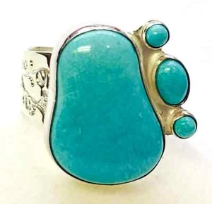 HSN Jay King Sterling Silver Cloudy Mountain Turquoise Ring Size 7 - Picture 1 of 11