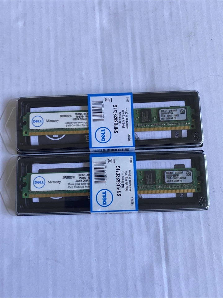 2GB 2x1GB PC2 5300 DDR2-667 Dell SNPU8622C/1G ELPIDA RAM MEMORY KIT LOW PROFILE - Image 1 of 4