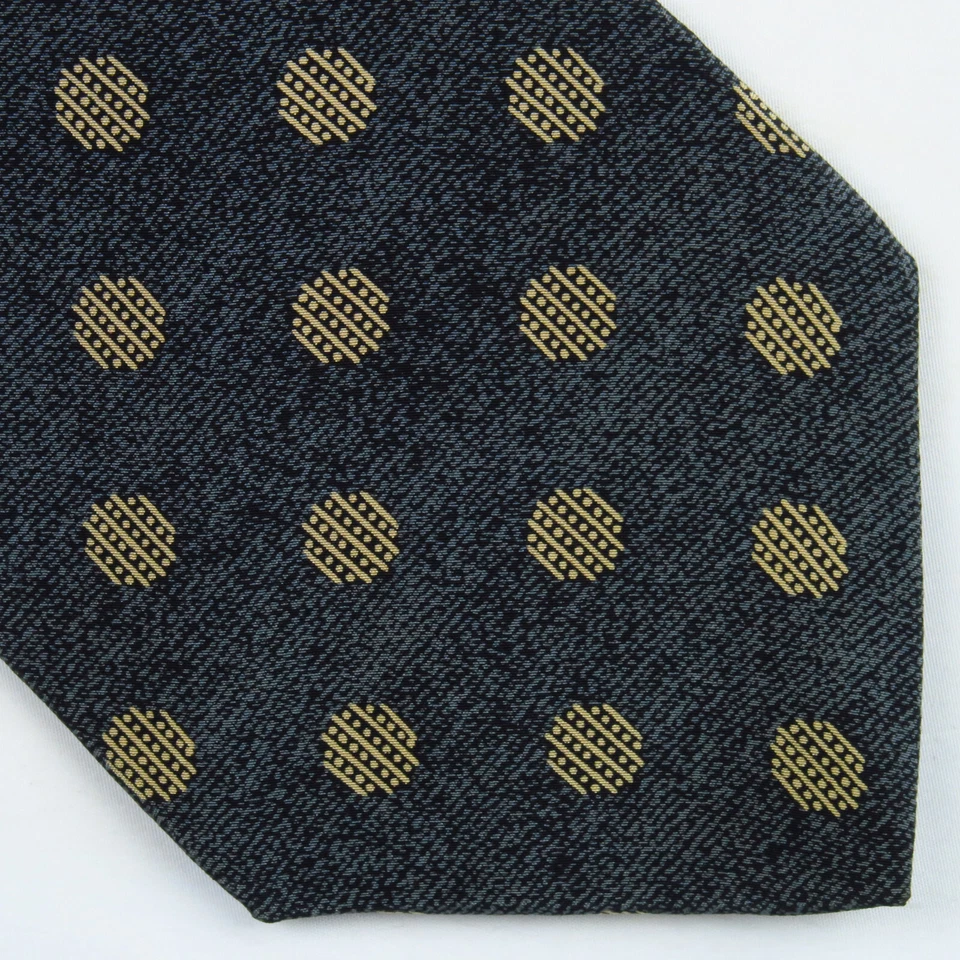 Geoffrey Beene Mens Neck Tie Gray Tan Multi Polka Dot Print Silk USA 57x3.75 - Image 1 of 4