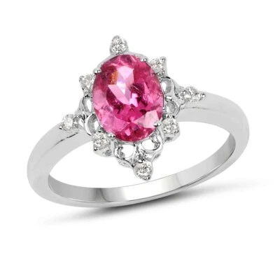 Pink Tourmaline & Diamond .12ctw Ring - 1.28 Ct. Engagement Elegance - Image 1 of 3