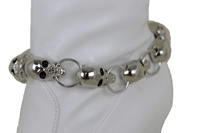 Sexy Donna Stivale Bracciale Metallo Argento Catena Gotico Cavigliera Scarpe - Immagine 1 di 4