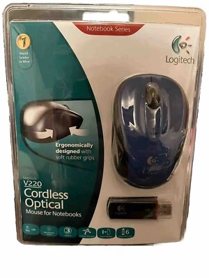 Logitech V220 Wireless Optical Mouse Blue - Image 1 of 2