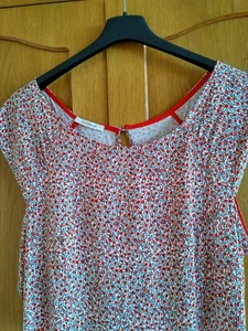 Abito di Promod taglia 42, bianco/fiori (rosso, nero), viscosa, NUOVO - Foto 1 di 8