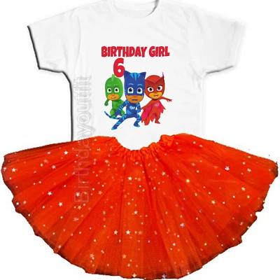 PJ Masks Party 6th Birthday Red Tutu Outfit Personalized Name option - Image 1 of 4