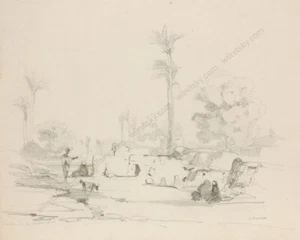 Charles Pierron "Motif of Cairo", drawing, 1834 (m) - Picture 1 of 7