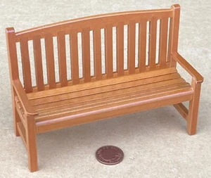 Dolls House Wooden Garden Bench Dark Oak Furniture 1:12 Scale Miniature tumdee - Picture 1 of 8