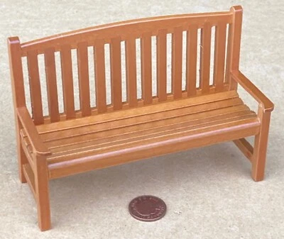 Banco de jardín de madera para casa de muñecas muebles de roble oscuro escala 1:12 miniatura tumdee Foto 1 de 4