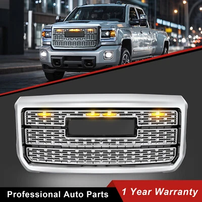 For 2015-2019 GMC Sierra 2500HD 3500HD Front Grille Chrome ABS 84542600 w/Light Foto 1 de 4