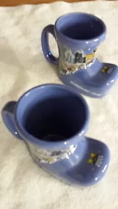 2 Christmas Mug 2011 Christkindlmarket Blue Boot Chicago Hot Chocolate Fast Ship - Picture 1 of 4