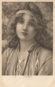 1903 VINTAGE C.W. Faulkner BEAUTIFUL LADY titled "SUMMER" POSTCARD to Tottenham - Picture 1 of 2