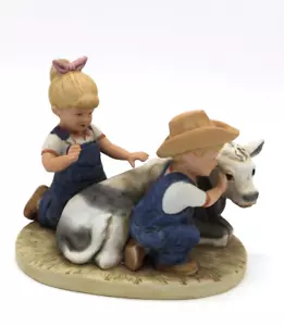 1985 Denim Days Porcelain HOMCO Figurine #8878 The New Calf - Picture 1 of 4