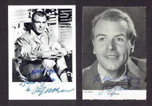 O W FISCHER Autograph Autograph Signed Card CARD 2 Piece 1xWS Print