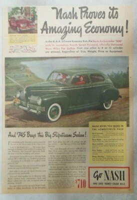 Anuncio de Nash Car: ¡Nash demuestra una economía increíble! de 1941 Tamaño: 11 x 15 pulgadas Foto 1 de 2