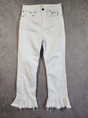 Женские джинсы Alice + Olivia AO.LA 28 белая джинсовая ткань Zoe с оборками подол ретро Y2K - Изображение 1 из 4