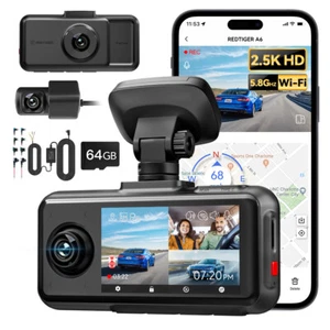 REDTIGER 2.5K 3-Kanal DashCam 5.8GHz WiFi, 3" Touchscreen mit Hardware Kit - Bild 1 von 10