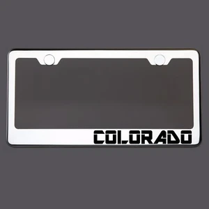 Polish Mirror License Plate Frame COLORADO Laser Etched Metal Screw Cap - Bild 1 von 8
