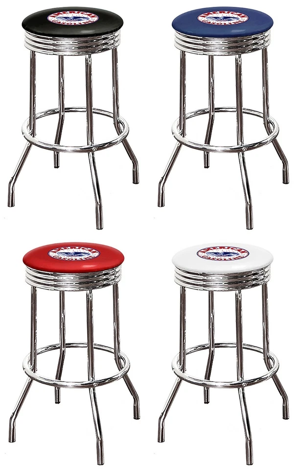 Taburete de bar cromado 31" de alto vintage gas auto garaje tema logotipo asiento giratorio  Foto 1 de 1