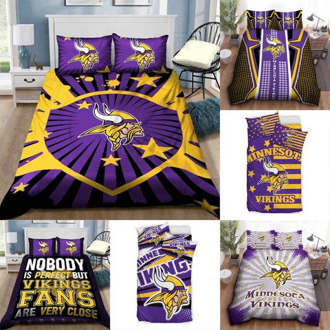Minnesota Vikings Bedding Set 3PCS Soft Duvet Cover Pillowcase Comforter Cover Cover