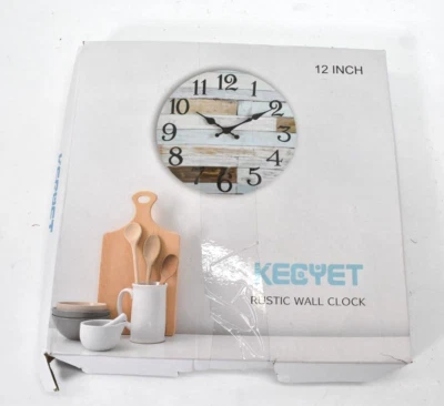Kecyet Wall Clock 12" Rustic Wall Mounted Non Ticking Quartz Home Decorative - Image 1 of 4
