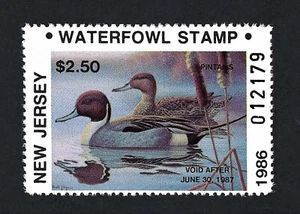 1986 New Jersey Waterfowl State Revenue Duck Hunting Stamp - Picture 1 of 2
