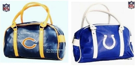 1 Ladies NFL Purse NEW Tote Bag Vinyl Washable IN Colts or Chicago Bears Cover
