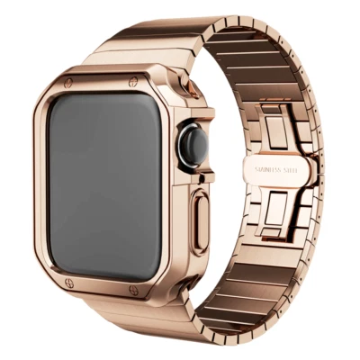 Correa de reloj de metal con estuche blando para Apple Watch Series 9 8 7 6 5 4 3 SE 49 Foto 1 de 4