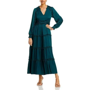 Koko + Mason Womens Green Satin Long Daytime Maxi Dress XS BHFO 9324 - Picture 1 of 2