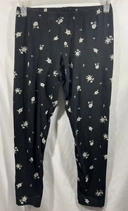 Old Navy Pants Women's Large White Floral Print Black Leggings Pants GUC - Picture 1 of 5