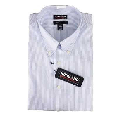 Kirkland Signature Traditional Fit Dress Shirt, 15 1/2x34/35, Blue/White Striped - Image 1 of 4