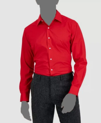 Camisa de vestir roja de manga larga de ajuste regular de $60 Club Room para hombre talla 17-17,5 Foto 1 de 2