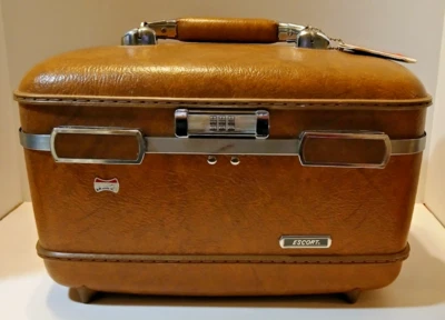 Estuche de Viaje Vintage American Tourister Escort Rígido Bronceado Bandeja Espejo*LEER Foto 1 de 4