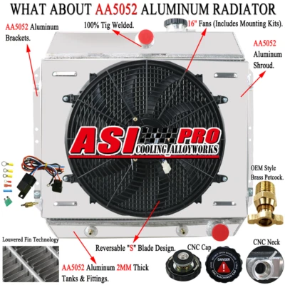 4 Row Radiator Shroud Fan For 1949-1954 1951 Chevrolet Bel Air Car Sedan Coupe - Изображение 1 из 4