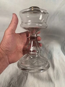 Antique EAPG Star Embossed Base Pattern Glass Kerosene Oil Lamp 9" Tall - Picture 1 of 6
