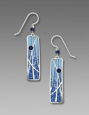 Pendientes Adajio Gancho Esterlina Columna Ombre Azul Con Superposición 'Cañas' Plata 7771 Foto 1 de 3