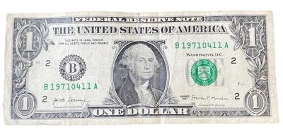 Birthday Note $1 One Dollar Bill - April 11, 1971 ; 1971 April 11 (B 19710411 A) - Image 1 of 4
