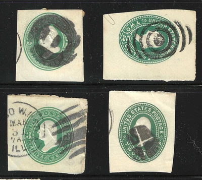4 Fancy Cancels Letter D Etc 3 Cent Washington Postal Stationary Corner US 69B12 - Image 1 of 3