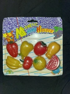 Vintage Refrigerator Magnets Fruit Faux Plastic Metro 11 Inc. NOS - Picture 1 of 9