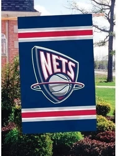 Brookyln Nets, logotipo retro de Nueva Jersey, bandera premium de casa de doble cara,... Foto 1 de 1
