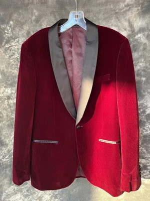 STERLING SEWN Burgundy Men's Velvet Jacket Dinner Prom Wedding 40R - Image 1 of 4