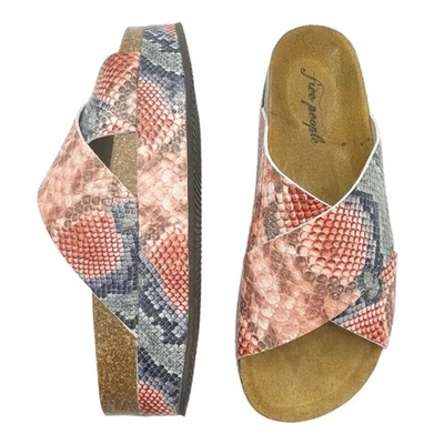 Sandalias Free People Sidelines Forma Plana Caramelo Serpiente Azul Rosa Para Mujer Talla 9 EE. UU.  Foto 1 de 4