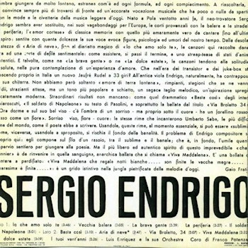 Sergio Endrigo, Sergio Endrigo, (LP, Album, Mono), NM or M-, 3887679697 - Image 1 of 4