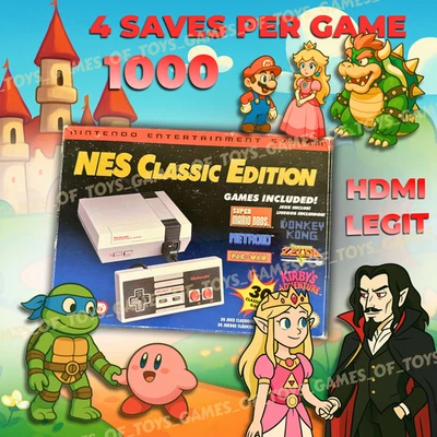 Nintendo NES Classic Edition Game 30+1000 HDMI Console Full Library Authent Mini - Image 1 of 4