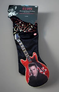 Elvis Presley Christmas Holiday Stocking (Lights/Music NOT Working) Black Red - Picture 1 of 3