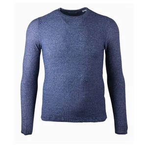 JACK & JONES Herren Strickpullover Rundhals Blau Struktur 100 Prozent Baumwolle - Bild 1 von 3