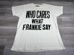 Vintage 60s 70s Funny Graphic T-Shirt Who Cares What Frankie Say Nicolette NY L - Picture 1 of 8
