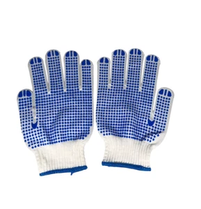 PVC Punkte beschichtete rutschfeste doppelseitige Strickhandschuhe Arbeit Garten Medium - Bild 1 von 3