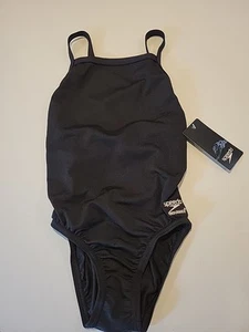 New $70 Speedo Pro LT Girls Size 8/34 Solid Black Race back One Piece Swimsuit - Picture 1 of 6