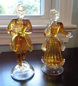 VINTAGE HANDGEFERTIGTE VENEZIANISCHE MURANO GLAS VIKTORIANISCHE MANN & FRAU FIGUREN - Bild 1 von 17