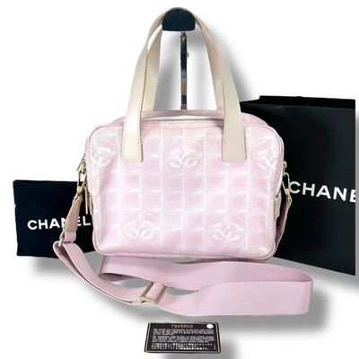 CHANEL Shoulder Bag Neutral Travel Line 2WAY Handbag Pink Top Handle - Image 1 of 4