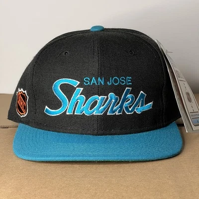 Vintage San Jose Sharks Hat Cap Snapback Script Wool Sports Specialties NHL 90s — 第 1/4 张图片